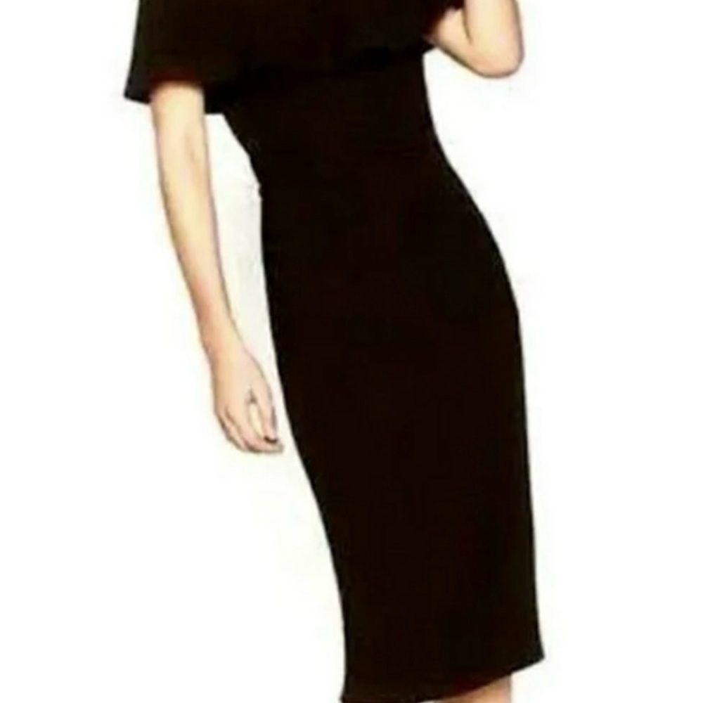 Zara Off Shoulder Classic Midi Cocktail Dress, Black, size M - Picture 6 of 6